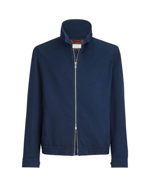 Brunello Cucinelli Blue Water-Resistant Blouson Jacket for men