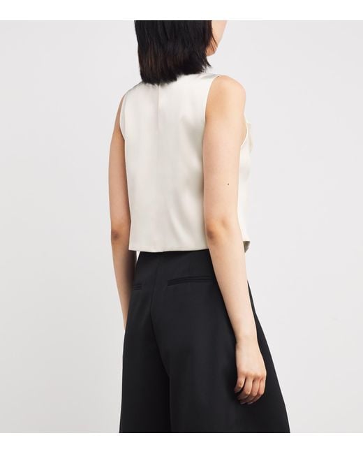 Sandro White Satin Bow Crop Top