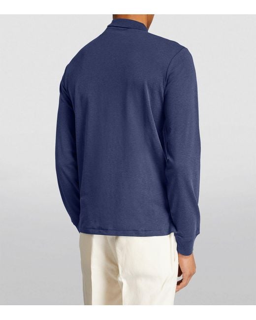 Polo Ralph Lauren Blue Pima Cotton Long Sleeved Polo Shirt for men