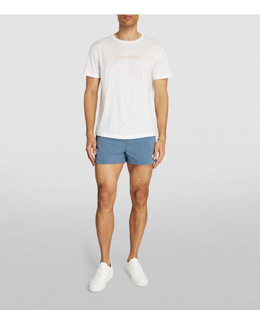 Calvin Klein Blue Logo-patch Swim Shorts for men
