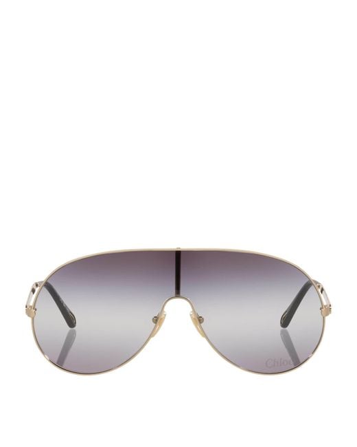 Chloé Gray Metal Aly Shield Sunglasses