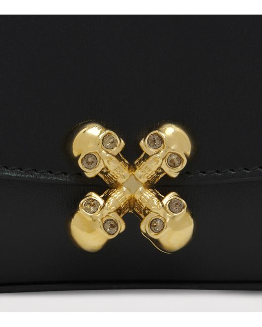 Alexander McQueen Blue Small Leather Skull Flower Cross-Body Bag