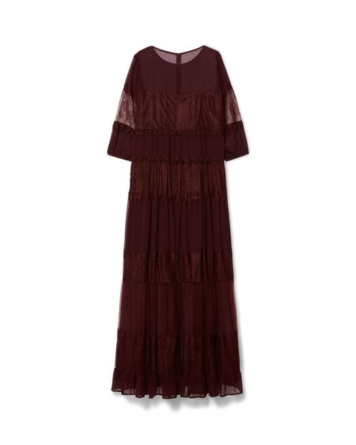 Marina Rinaldi Red Lace-Detail Maxi Dress