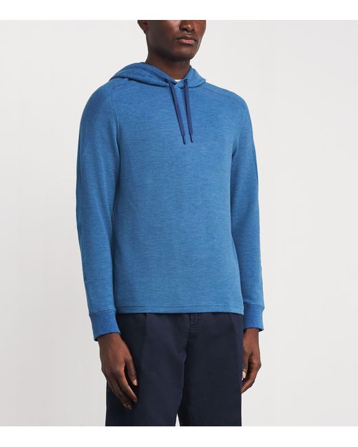 Ralph Lauren Blue Waffle-Knit Hoodie for men