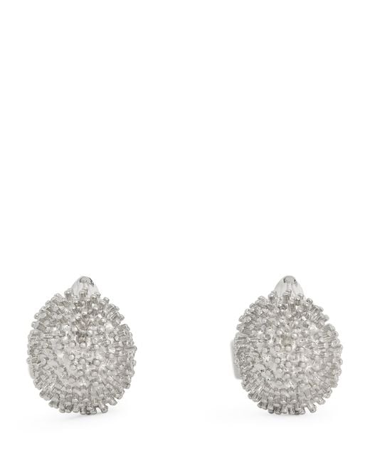 Tateossian White Palladium-Plated And Swarovski Crystal Hedgehog Cufflinks for men