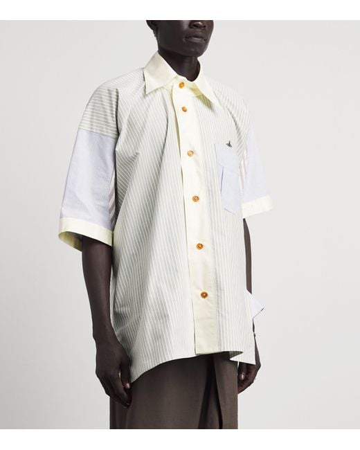 Vivienne Westwood White Cotton Asymmetric Logo Shirt for men