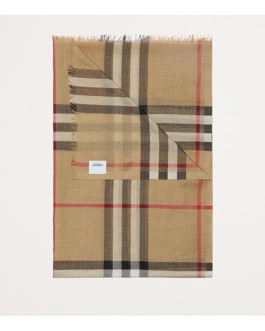 Burberry Natural Wool-Silk Check Scarf