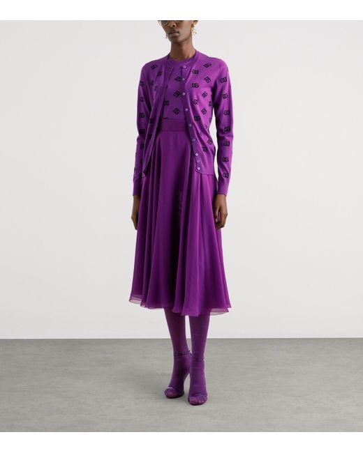 Dolce & Gabbana Purple Silk Chiffon Midi Skirt