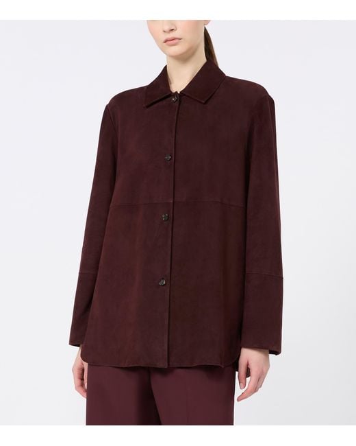 Max Mara Purple Suede Shirt Jacket