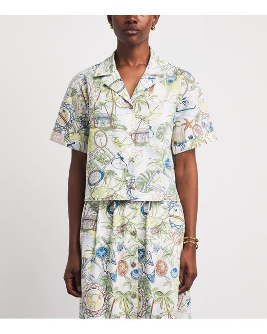 Maje Metallic Cotton Postcard Print Shirt
