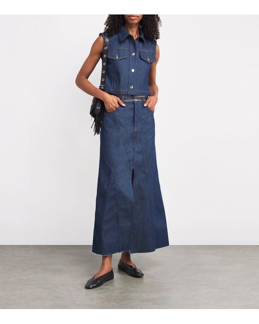 Maje Blue Cropped Sleeveless Denim Jacket