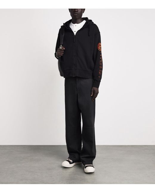 Stone Island Black Oversized Compass Zip-Up Hoodie for men