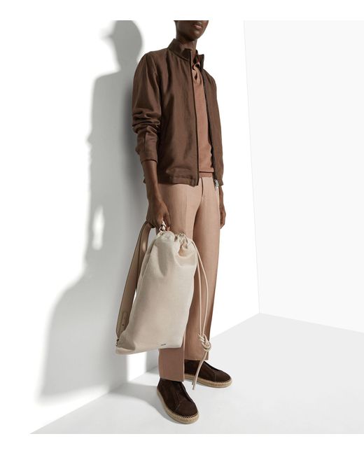 Zegna Natural Oasi Linen Straight Trousers for men