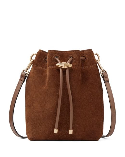 Jimmy Choo Brown Cinch Mini Suede Top-Handle Bucket Bag