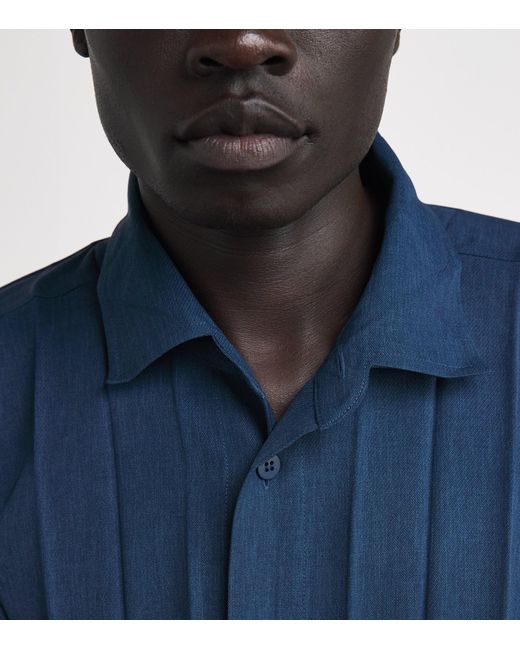 Homme Plissé Issey Miyake Blue Edge Pleat Shirt for men