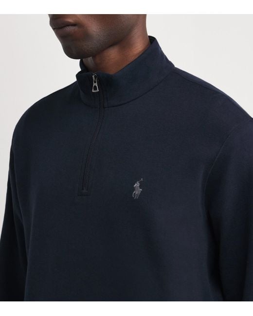 Polo Ralph Lauren Blue Cotton Quarter-Zip Sweatshirt for men