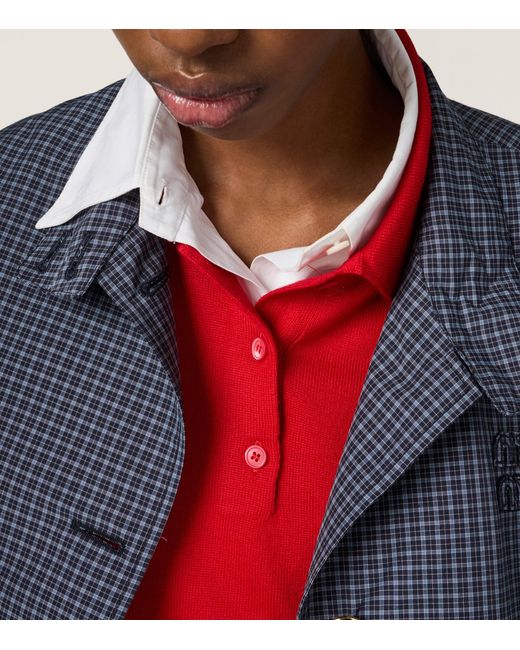 Miu Miu Red Wool Polo Sweater
