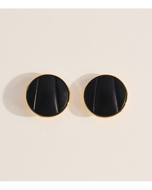 Chloé Black Leather Pleats Clip-On Earrings