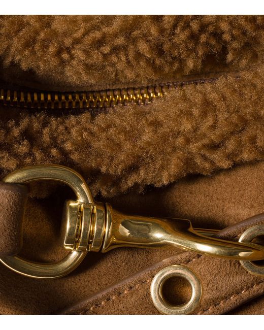 Miu Miu Brown Suede-Shearling Aventure Shoulder Bag