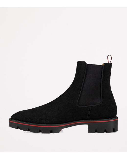 Christian Louboutin Black Alpinosol Veau Velour Chelsea Boots for men