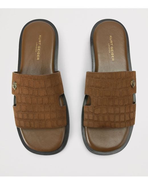 Kurt Geiger Brown Suede Bond Slides for men