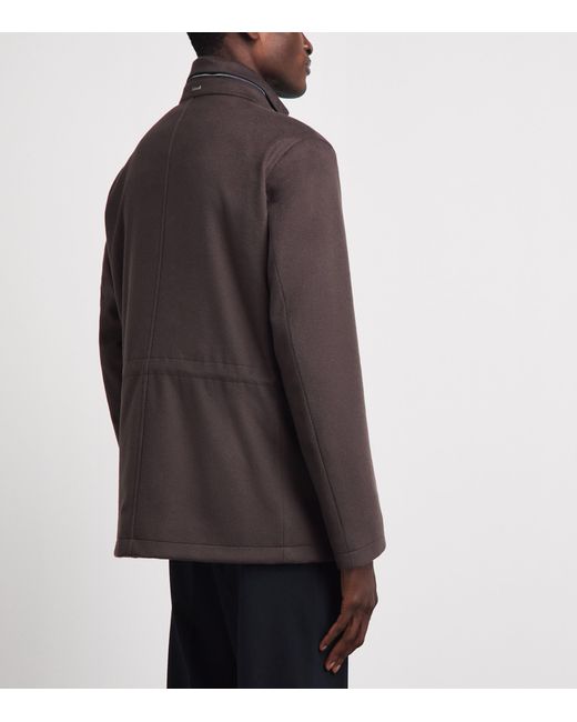 Herno Brown Virgin Wool-Cashmere Field Jacket for men