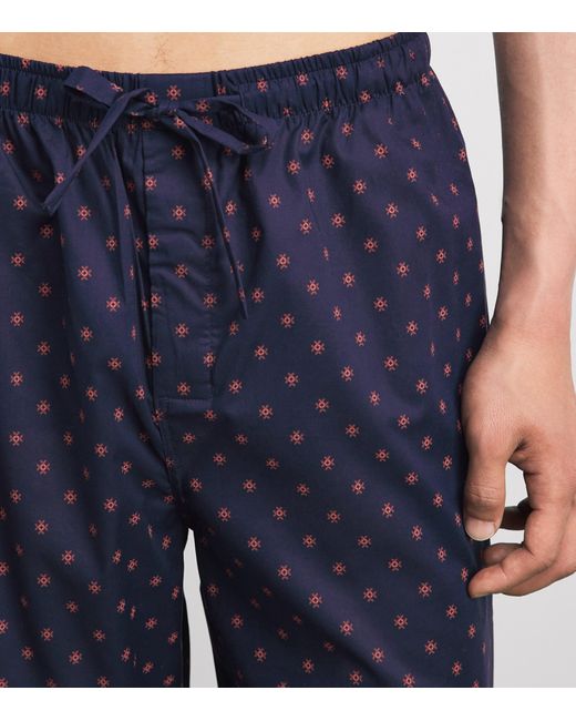Derek Rose Blue Cotton Nelson Lounge Trousers for men