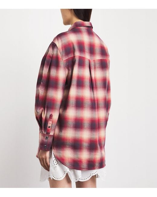 Ganni Pink Organic Cotton Check Shirt