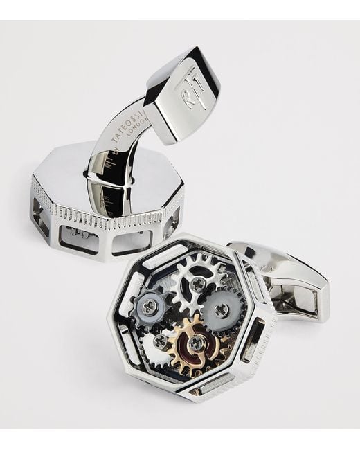 Tateossian Black Palladium Octo Gear Cufflinks for men