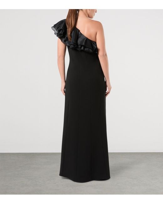 Marina Rinaldi Black X Tony Ward Ruffle-Neck Maxi Dress