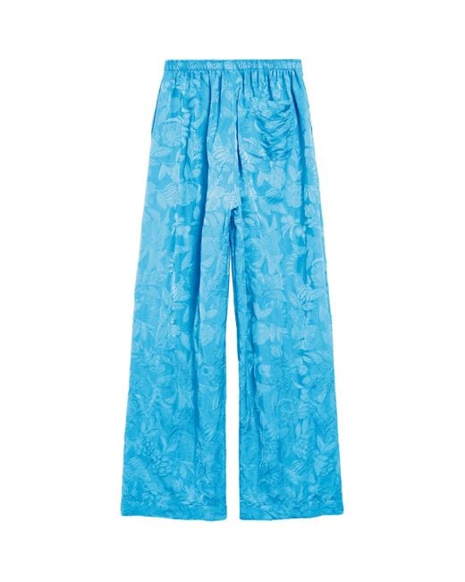 Balenciaga Blue Loose-Fit Trousers With Floral Print