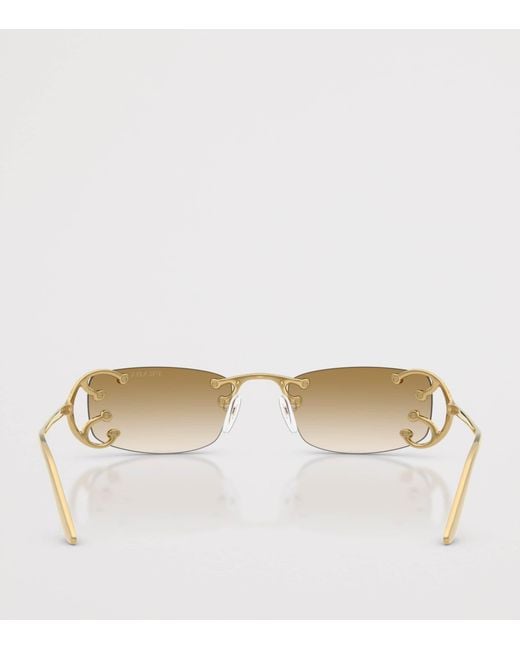 Prada Metallic Metal Rectangular Sunglasses