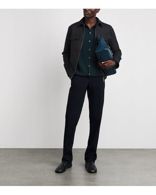 Lardini Blue Stretch-Cotton Tailored Trousers for men