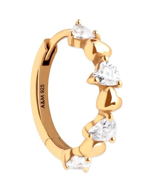 Astrid & Miyu Metallic Plated Heart Cluster Single Hoop Earring