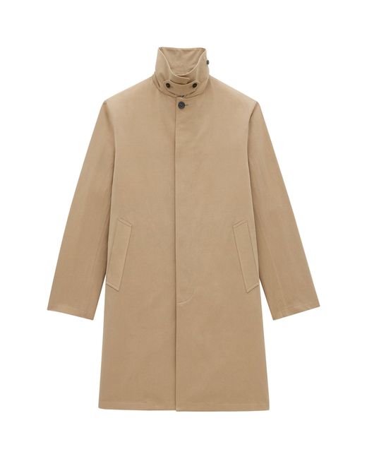 Saint Laurent Natural Cotton Gabardine Faux-Fur Lined Overcoat