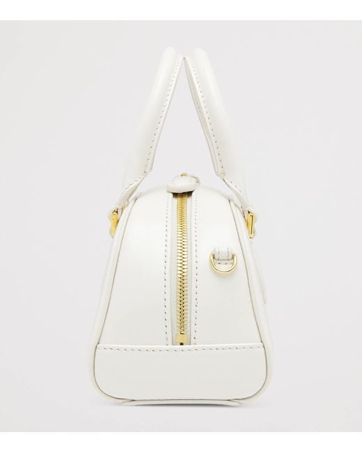 Alexander McQueen White Mini Leather Birdee Boston Cross-Body Bag