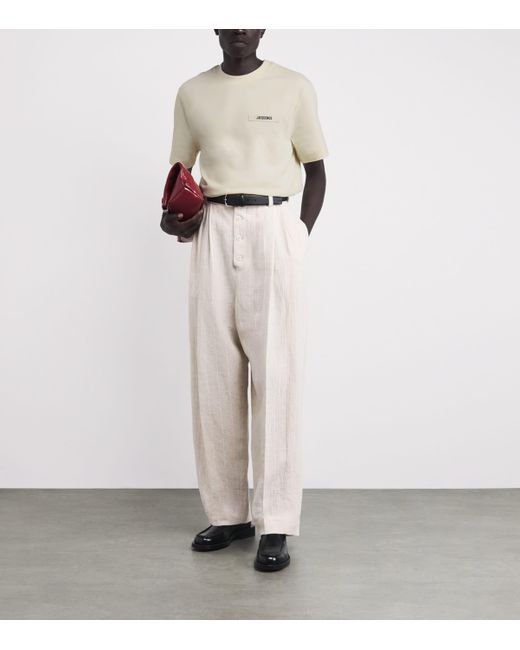Jacquemus White Relaxed Fit T-Shirt With Subtle Logo Patch for men