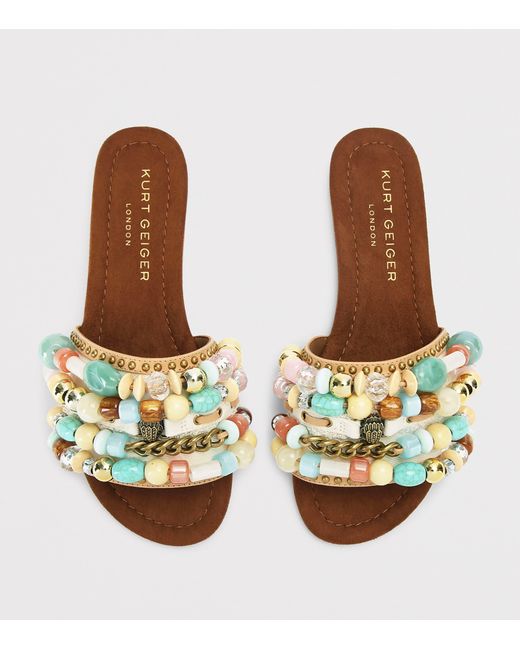 Kurt Geiger Beaded Southbank Sandals in Brown | Lyst UK