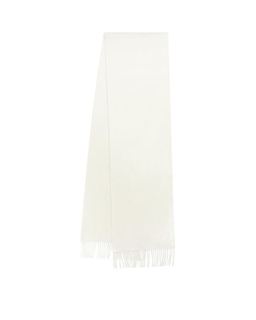 Max Mara White Cashmere Monogram Scarf