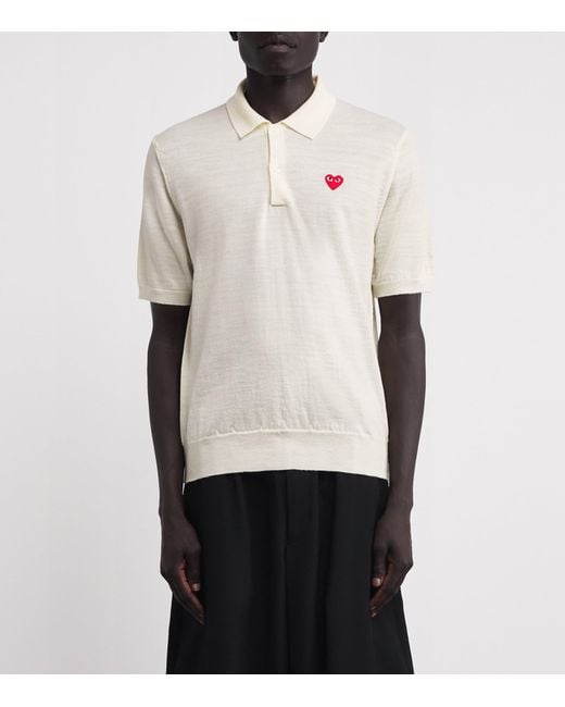 COMME DES GARÇONS PLAY White Wool Heart Logo Polo Shirt for men