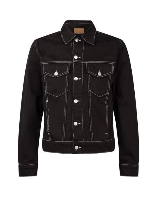 Sandro Black Contrast Stitch Denim Jacket for men