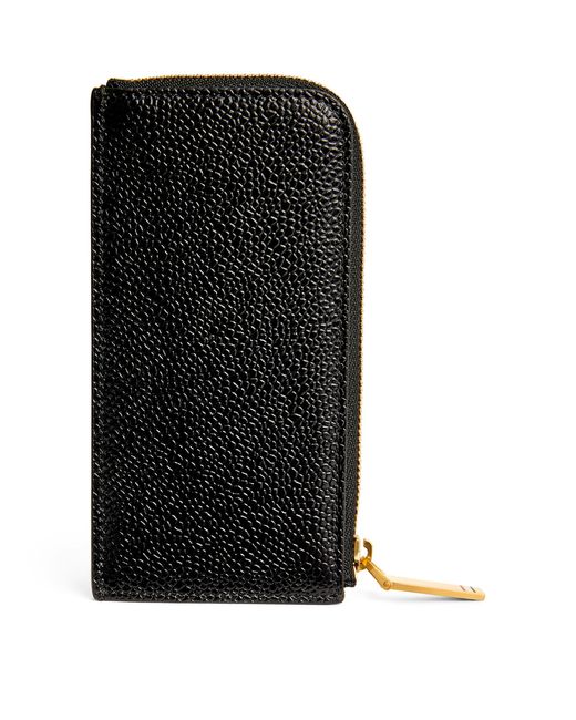 Thom Browne Black Leather Half-Zip Wallet for men
