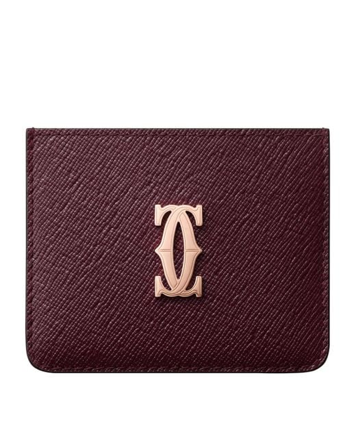 Cartier Purple Leather C De Card Holder