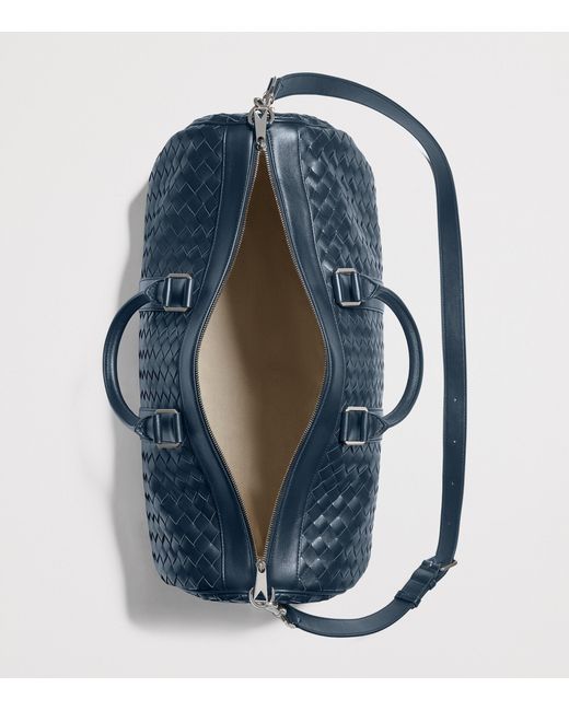 Bottega Veneta Blue Leather Intrecciato Duffle Bag for men