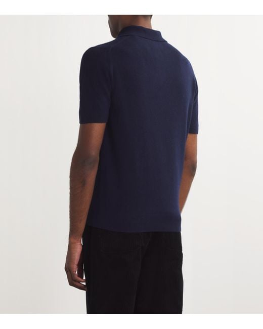 Harrods Blue Cashmere Polo Shirt for men