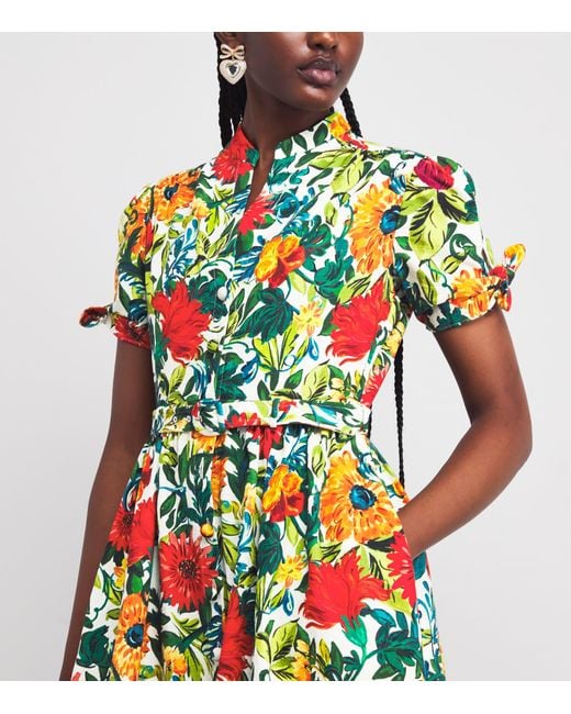 Saloni Green Cotton Ena Maxi Shirt Dress