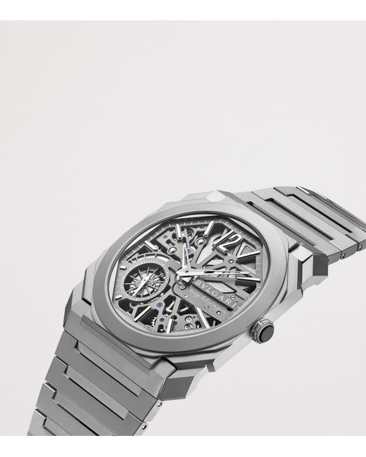 BVLGARI Gray Titanium Octo Finissimo Skeleton 8 Days Watch for men