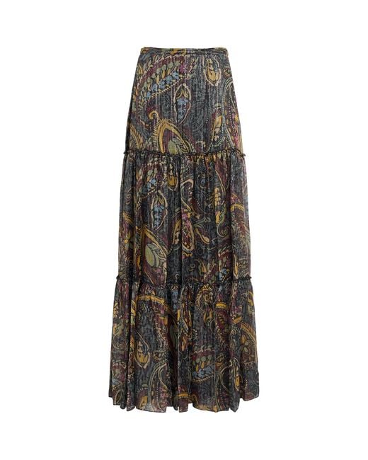 Etro Multicolor Silk-Blend Paisley Maxi Skirt