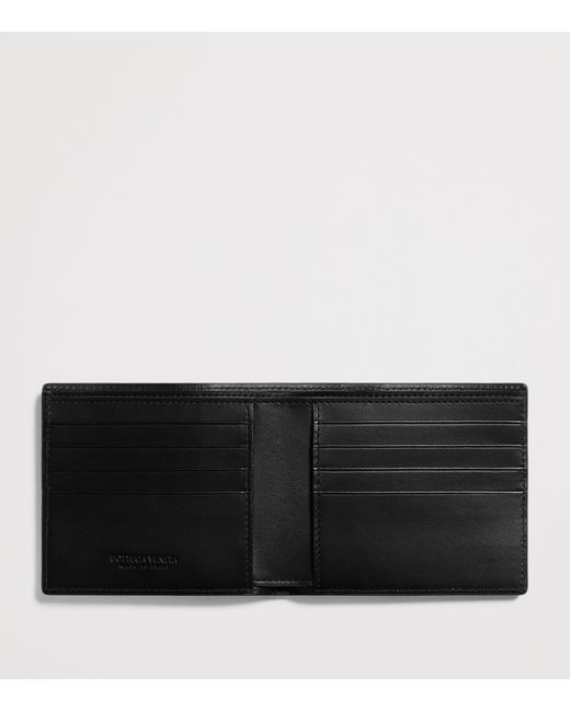Bottega Veneta Black Leather Intrecciato Bifold Wallet for men