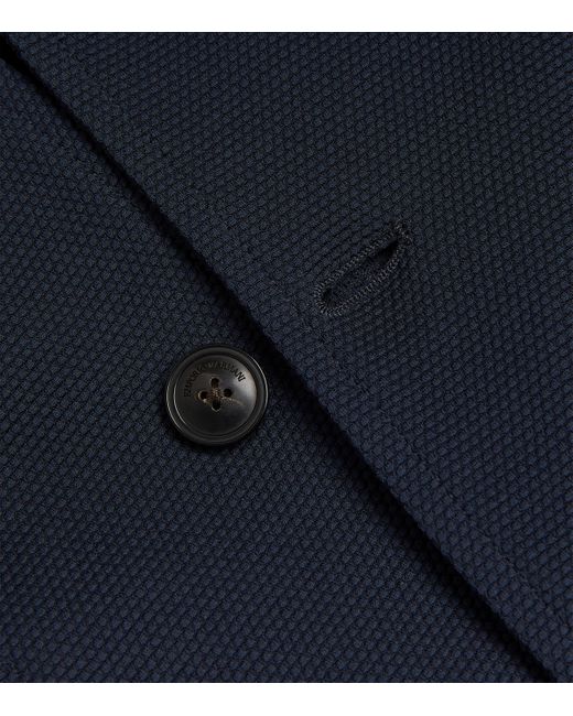 Emporio Armani Blue Nehru-Collar Blazer for men